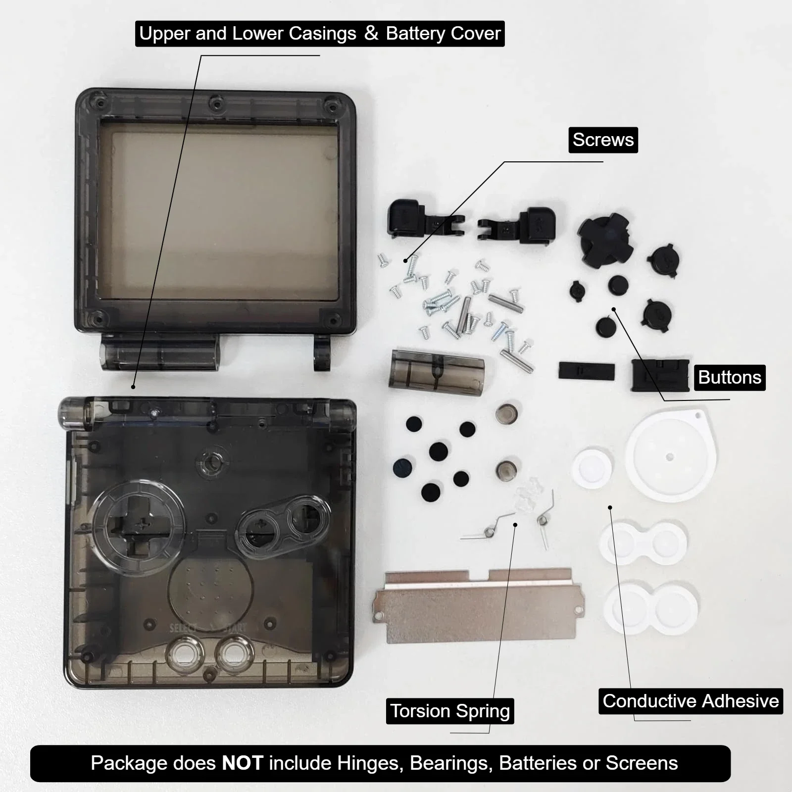 Replacement Housing Shell Case Cover for Nintendo Game Boy Advance SP (GBA SP) – Solid / Clear Color DIY Repair & Mod Accessory
