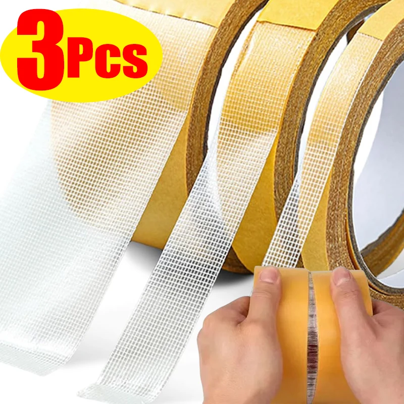 

5M Traceless Double Sided Tape Translucent Grid Strong Fixation Carpet Adhesive Tape Waterproof Fiber Tapes Strong Sticky Strips