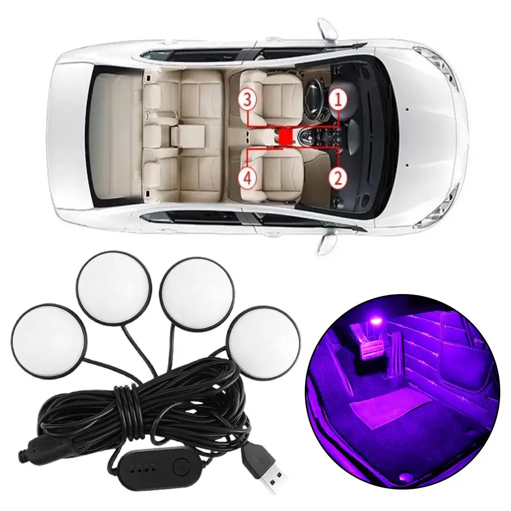 

Car Foot Ambient Light Car Foot Lamp LED Foot Light Atmosphere Footwell 4 In Backlight Decorative Interior RGB Lamp Mood Ca U5D1