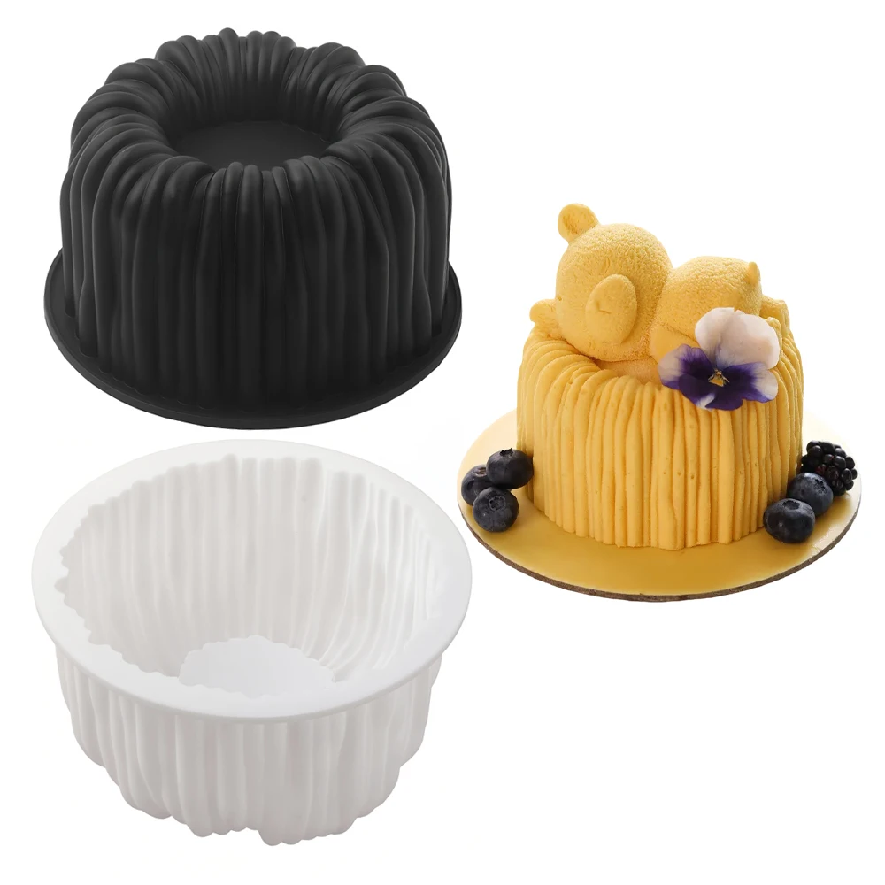 10,2 cm große Spulenstruktur-Design, französische Mousse-Kuchenform, weiße oder schwarze Silikon-Kuchenform, Küchen-Backgeschirr, Dessert-Dekorationswerkzeuge