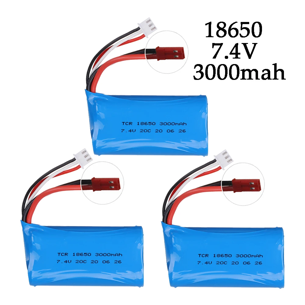 

7.4V 3000mAh 18650 Lipo Batery for remote control helicopter Car boats toys parts wholesale 7.4 V 3000 mAH Lipo battery JST Plug