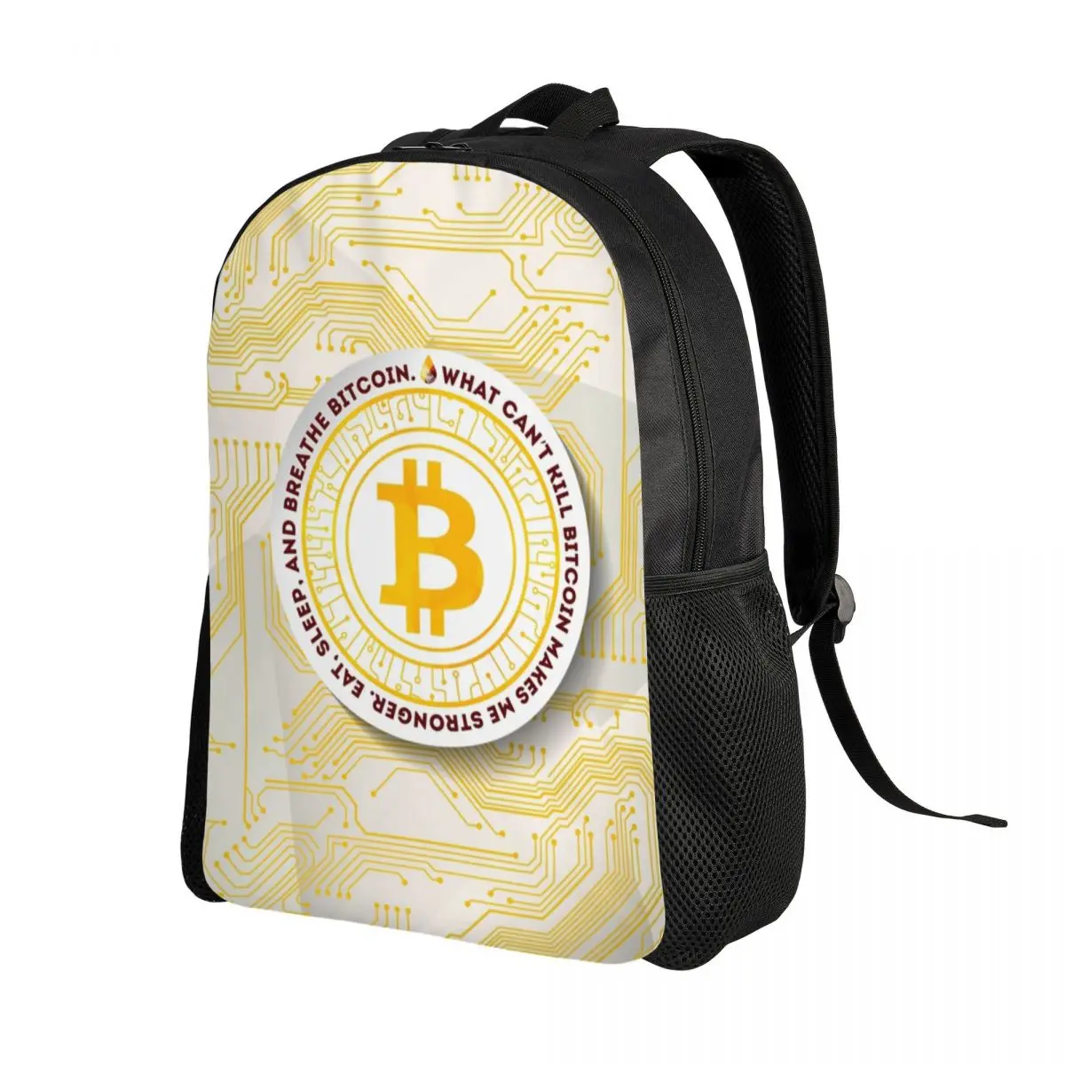 Eat Sleep Bitcoin ransel sekolah kuliah siswa tas buku cocok untuk Laptop 15 inci Mata uang Kripto BTC tas kekasih