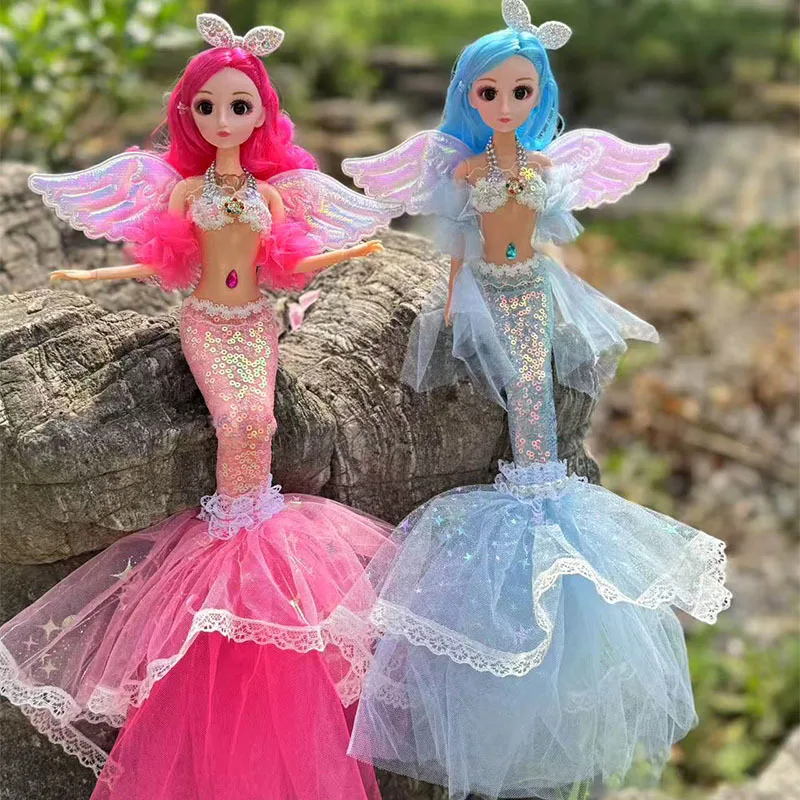 

30cm Angel Mermaid Princess Doll Toys Pretty Fishtail Dress 1/6 BJD Mermaid Doll Joints Movable Girl Birthday Gifts