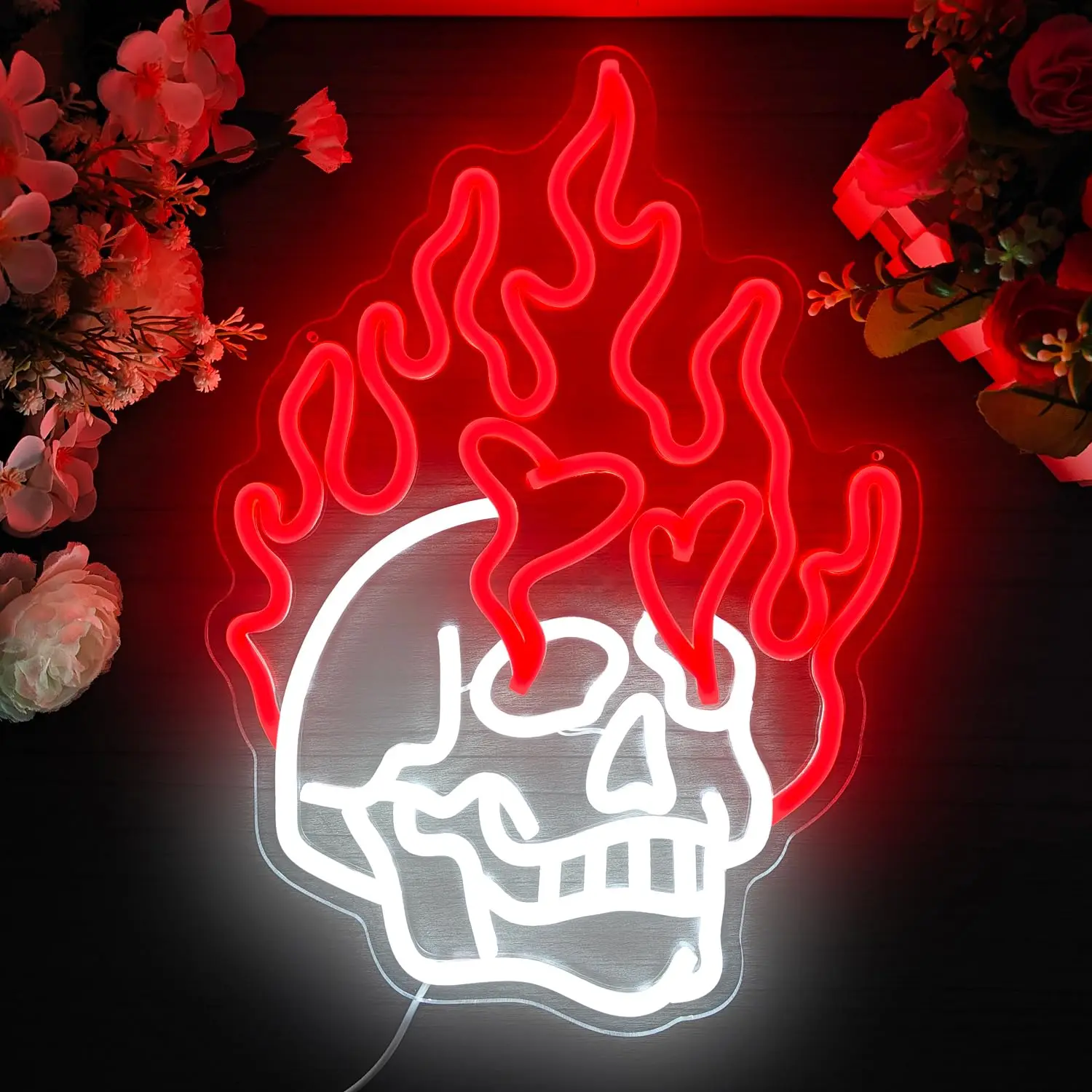 Tanda Neon Tengkorak - LED Bertenaga USB yang Dapat Diredupkan untuk Kamar Tidur, Ruang Pribadi, Bar, Klub & Dekorasi Pesta Halloween |   Dekorasi Liburan Ideal