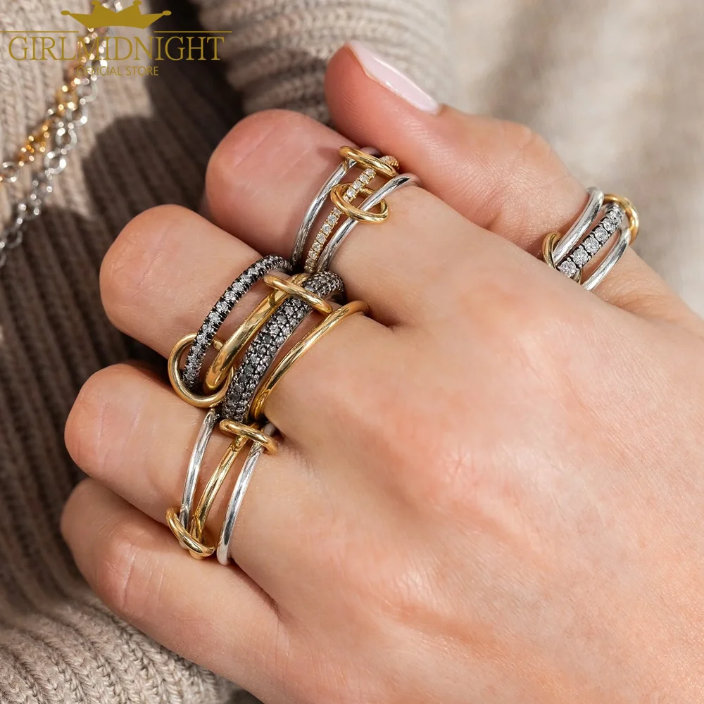 2025 New Plain Micro Paved 5A CZ Mix Color Bling Cubic Zirconia CZ Eternity Band Multi Piece Stacking Full Finger Ring For Women