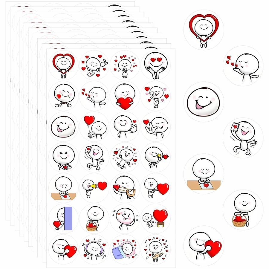 Autocollants d'expression d'amour, 280 pièces, étiquettes rondes à thème romantique en forme de cœur, auto-adhésives pour journalisation, scrapbooking, sceaux d'enveloppe, cadeau