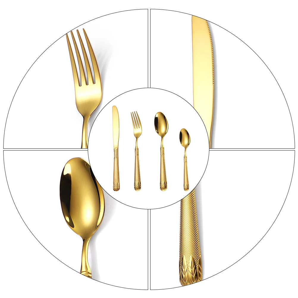 

1 set Stainless Steel Set Western Cutlery Kit Reusable Dishwashing Service Fork Spoon Knife Home Restaurant