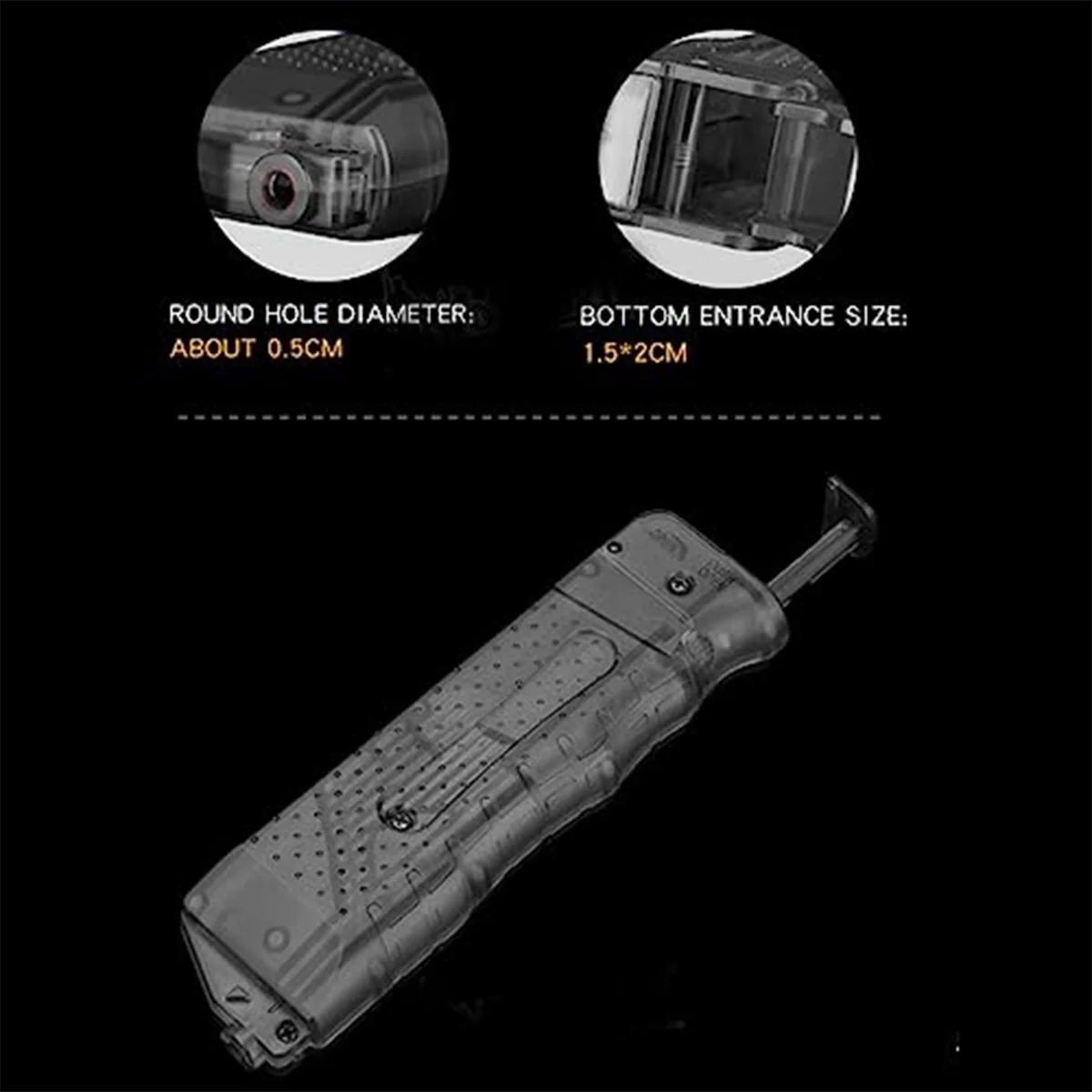Cargador rápido airsoft 250 bolas – 4 adaptadores incluidos - imagen 3