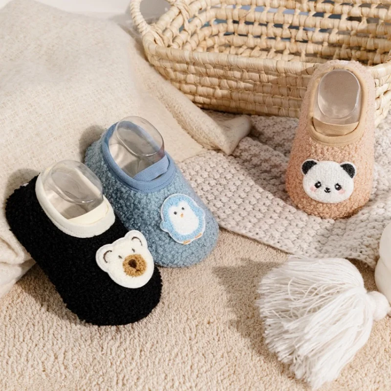 2026 Autumn 0-3Y Baby Walking Shoe Cartoon Panda Anti Slip Floor Shoes Toddler Indoor Breathable Warm Loungewear Footwear