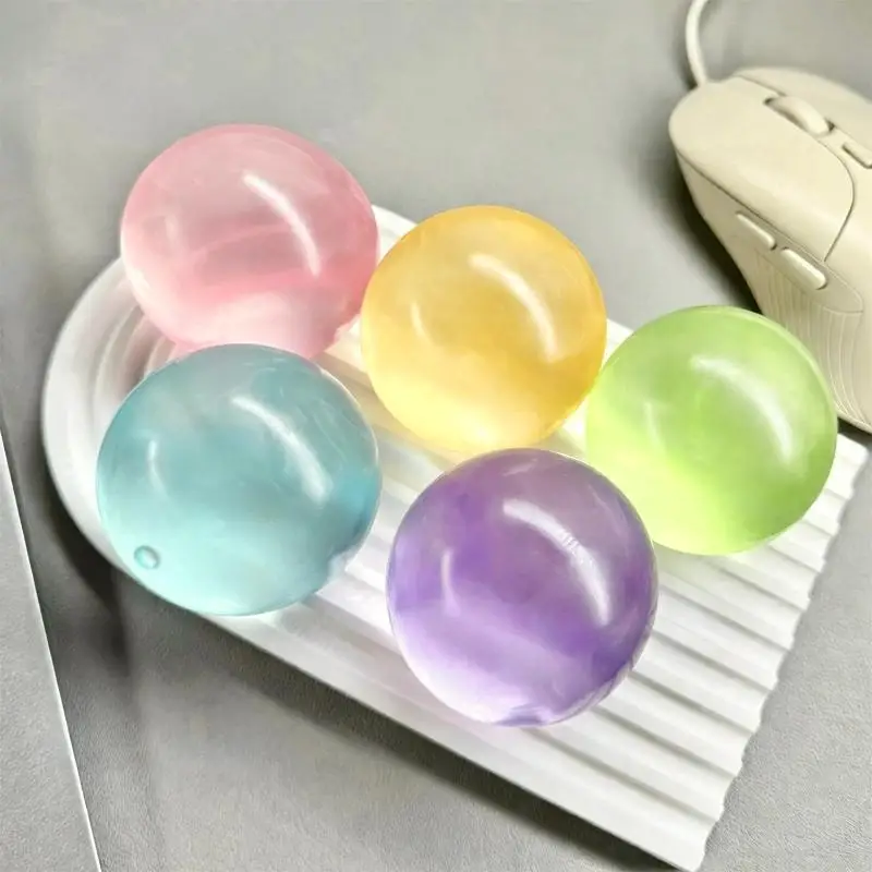 1Pcs Transparent Coconut Maltose Squeeze Ball Soft Stretchable Stress Relief Toy Perfect for Birthday Party Favors