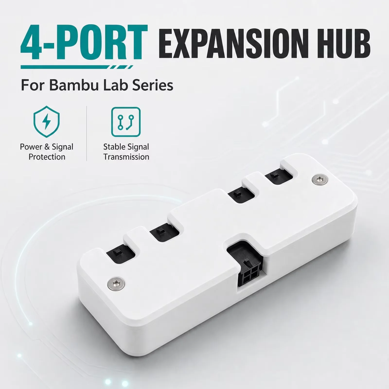 For Bambu Lab A2L/X2D/P2S/H2C/H2S/H2D/X1C/X1/P1S/P1P/A1/A1mini 4-Port Expansion Hub with Power Signal Protection····