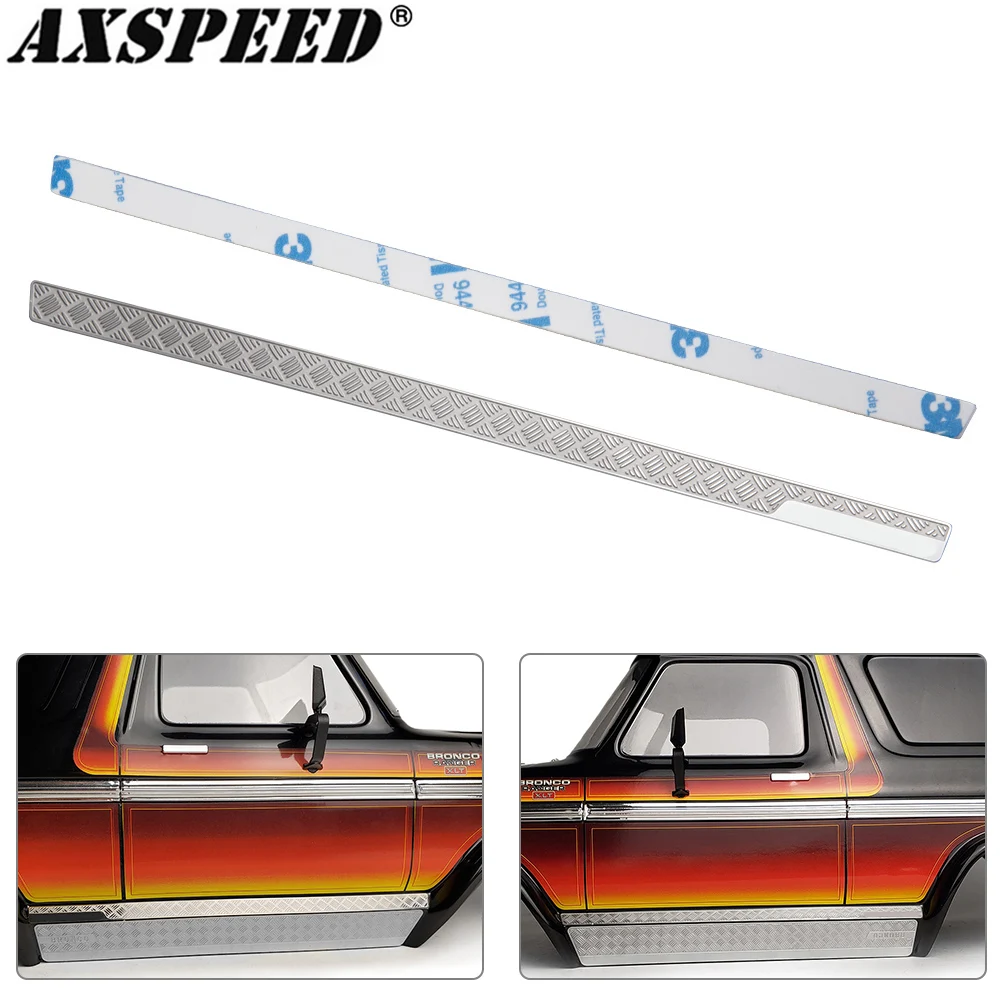 AXSPEED TRX4 Side Skirt Metal Badge Trim Strip Anti-Skid Guard Plate for 1/10 TRX-4 Bronco RC Car Body Upgrade Parts