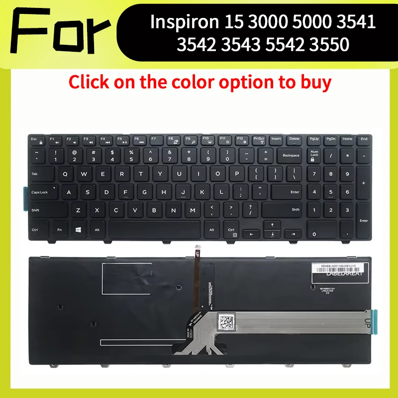 Replace Keyboard For Inspiron 15 3000 5000 3541 3542 3543 5542 5545 5547 3546 3559 3551 3552 3558 3550 3567 3878
