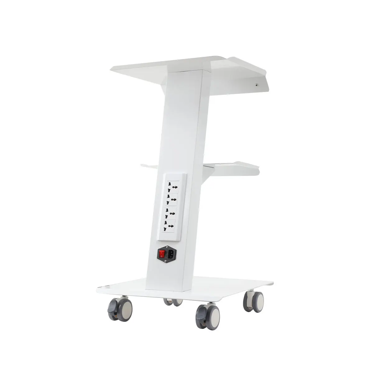Multi-Functional Salon Trolley Cart Steel 3-Tier 4 Power Outlets for Beauty Medical Lab Dental Hospital Use