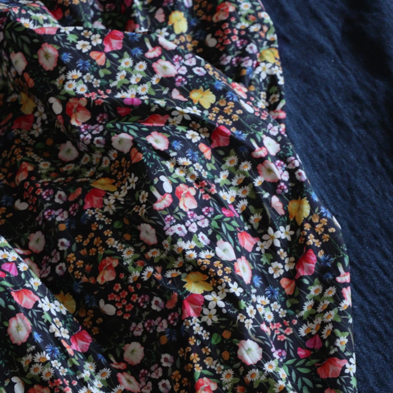 Jude Garden Floral 100% Cotton 80S Like Liberty Fabric Digital Printed for Sewing Cloth Dress Skirt Kids Designer Poplin Tela