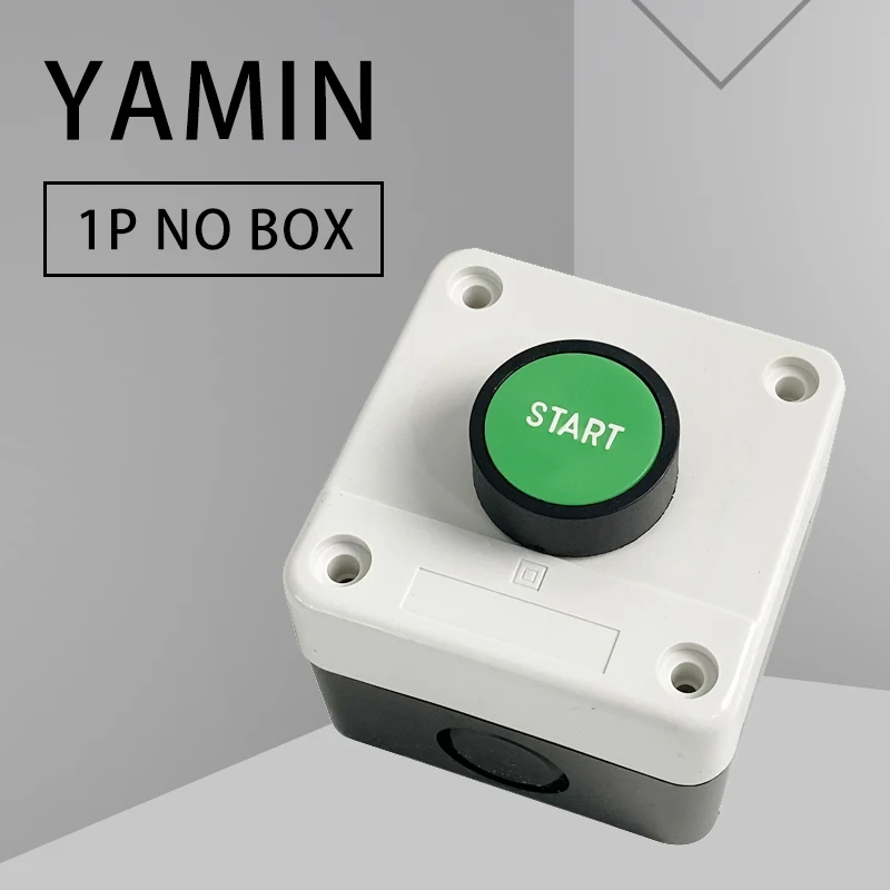 

1P Start Green Sign Plastic Push Button Switch 10A NO Normally Open Control Box Station With Symbol Reset Momentary