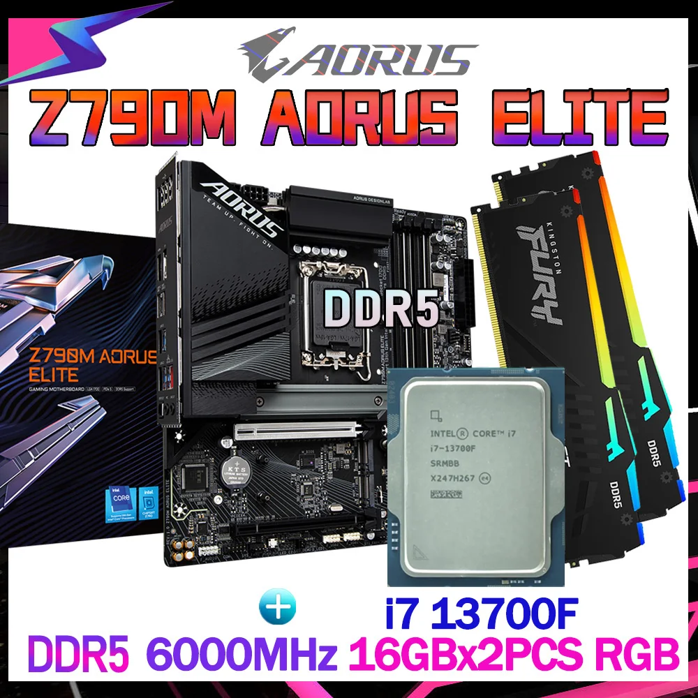 

Gigabyte Z790M AORUS ELITE With Intel Core i7 13700K Processor Fury 6000MHz DDR5 Memory 16GB *2pcs Desktop Ram Suit PCIE 5.0