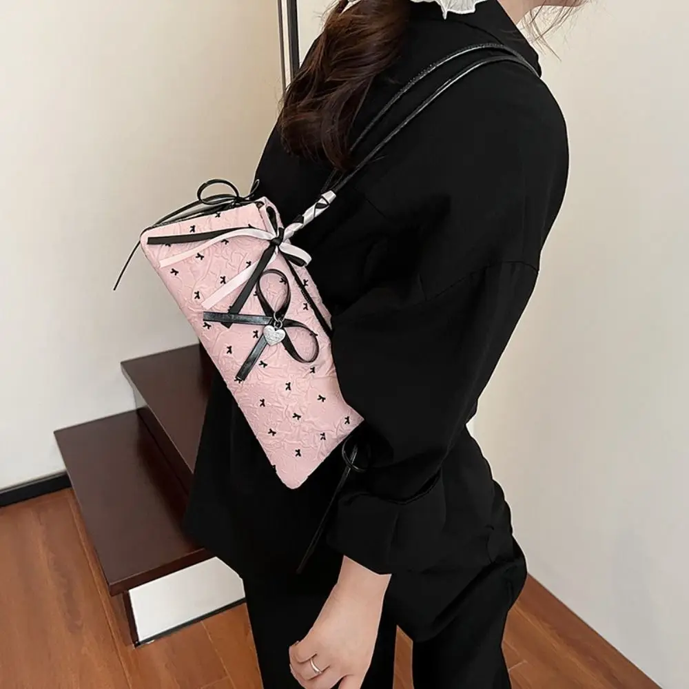 

High Quality French Bow Ribbon Shoulder Bag Sweet Commuting French Stick Underarm Bag Leisure Y2K Armpit Bag Handbag