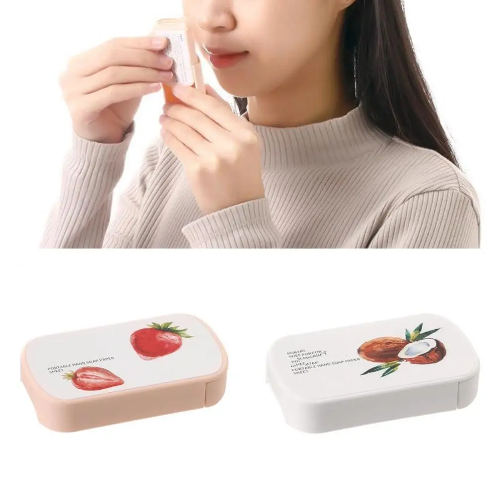 Portable Mini Strawberry Paper Soap Disposable Hand Washing Scented Soap Papers Hand Care Cleaning Soaps Bath Travel Supplies