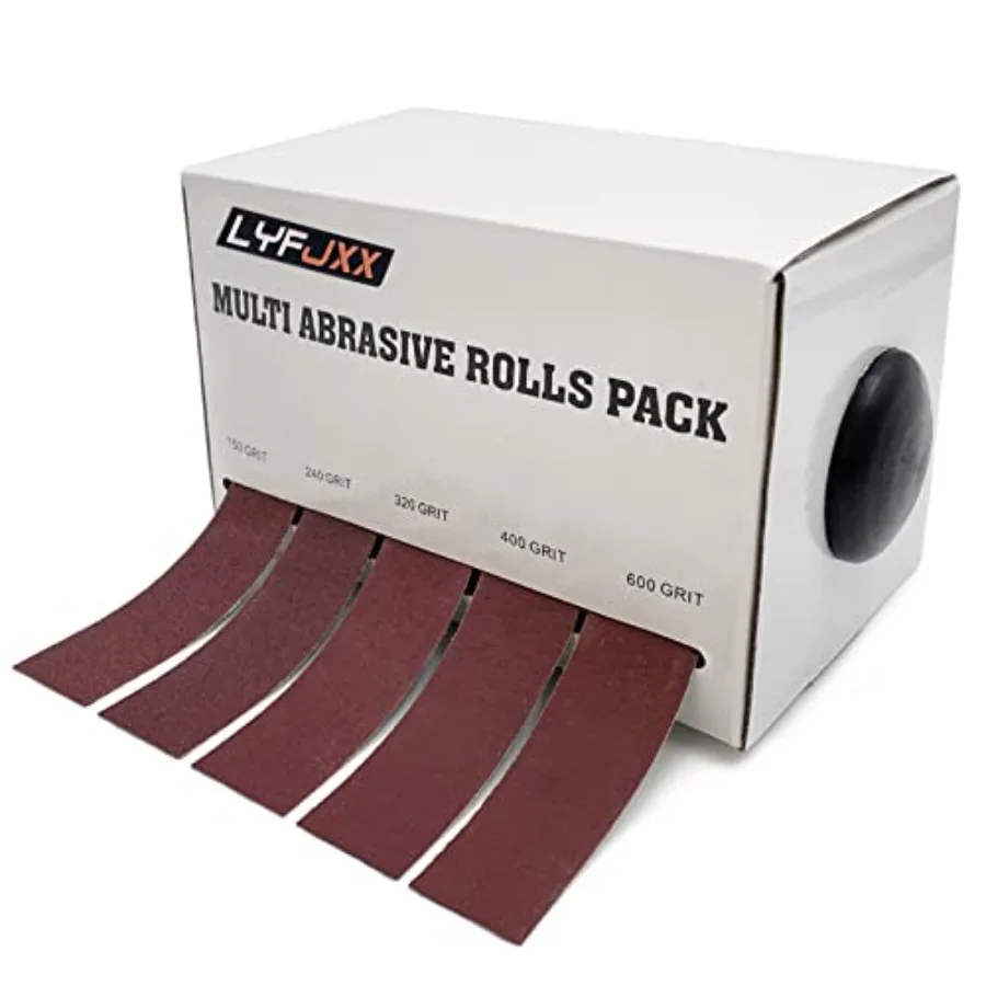 Emery Cloth Roll, 5 Grits Abrasive Sand Paper Set, 150 240 320 400 600 Grit Sandpaper Rolls for Wood Metal Polishing with Dispe