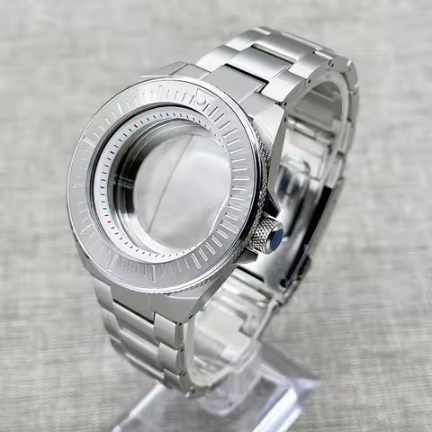 44mm Samurai King Series Mineral Glass Watch Cases and strap 41mm*32mm Bezel Insert Fits NH35 NH36 4R 7S Movement 28.5mm dial
