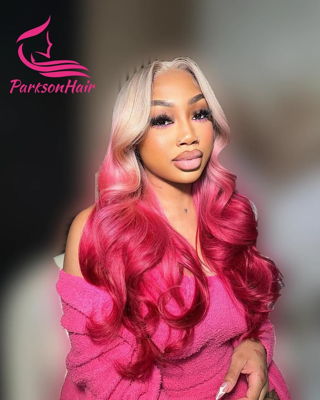 13x4 البلاتين أومبير الوردي الدانتيل الجبهة خصلات الشعر المستعار الإنسان للنساء البرازيلي الجسم موجة 613 خصلات الشعر المستعار الإنسان الملونة 180% الكثافة