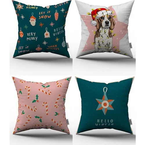 056 Digital Printed Pillow Decorative Christmas 4 Piece Pillow Digital Printed Pillow Set. 43x43 cm. Home, office use and gift.