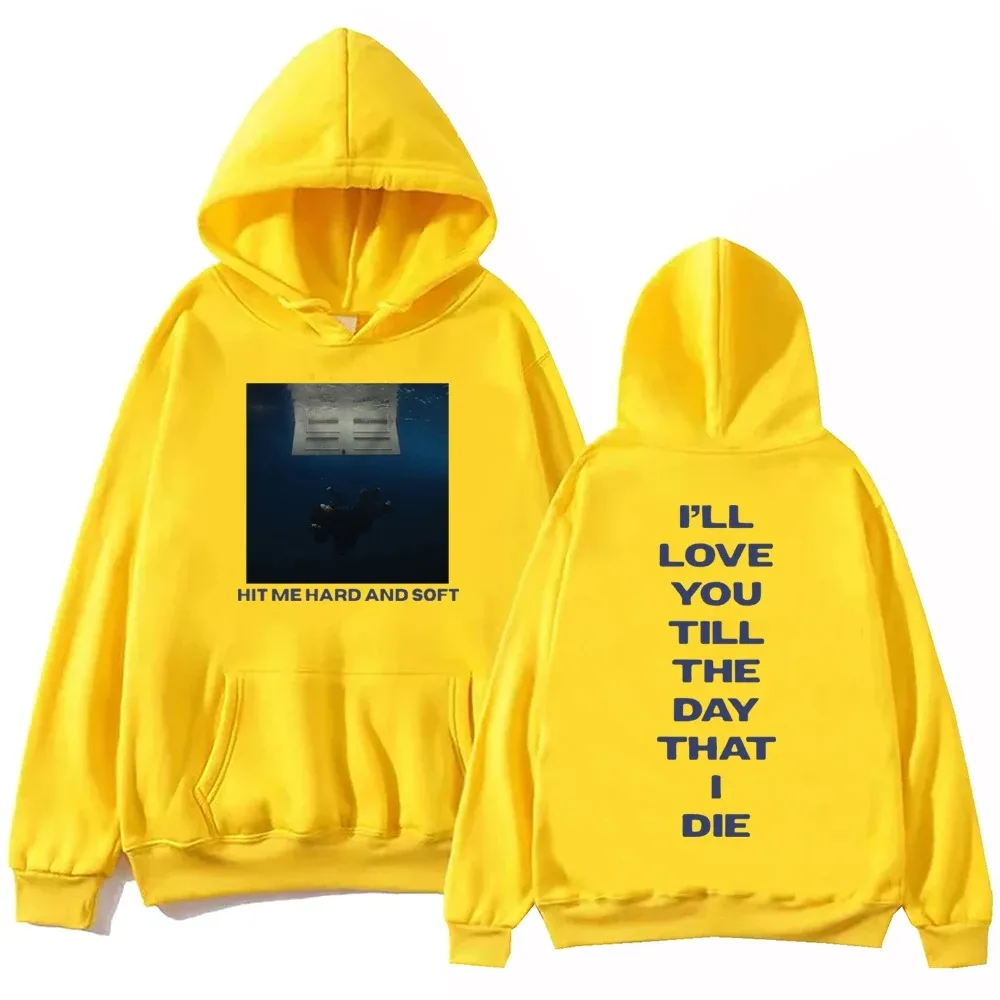 Hoodie for Men Billie Hit Me Hard and Soft 2024 Tour Hoodies Harajuku Hip Hop Pullover Tops Fans Gift Street Sweatshirt Clothing