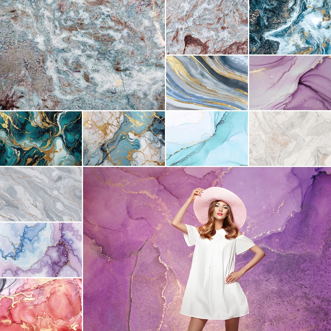 

MOON.QG Dreamy Gradients Custom Backdrop Abstract Color Blocks Marble Background For Photographs Wall Photozone Wedding Party