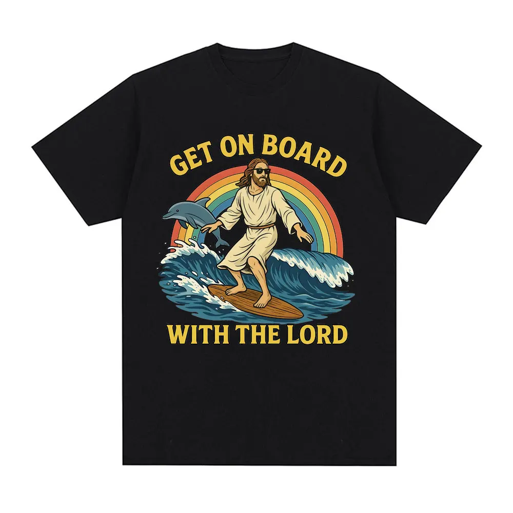 Walk with the Lord! Fun Jesus Emoji T-Shirt, Unisex Casual Fashion Loose Short-Sleeve T-Shirt