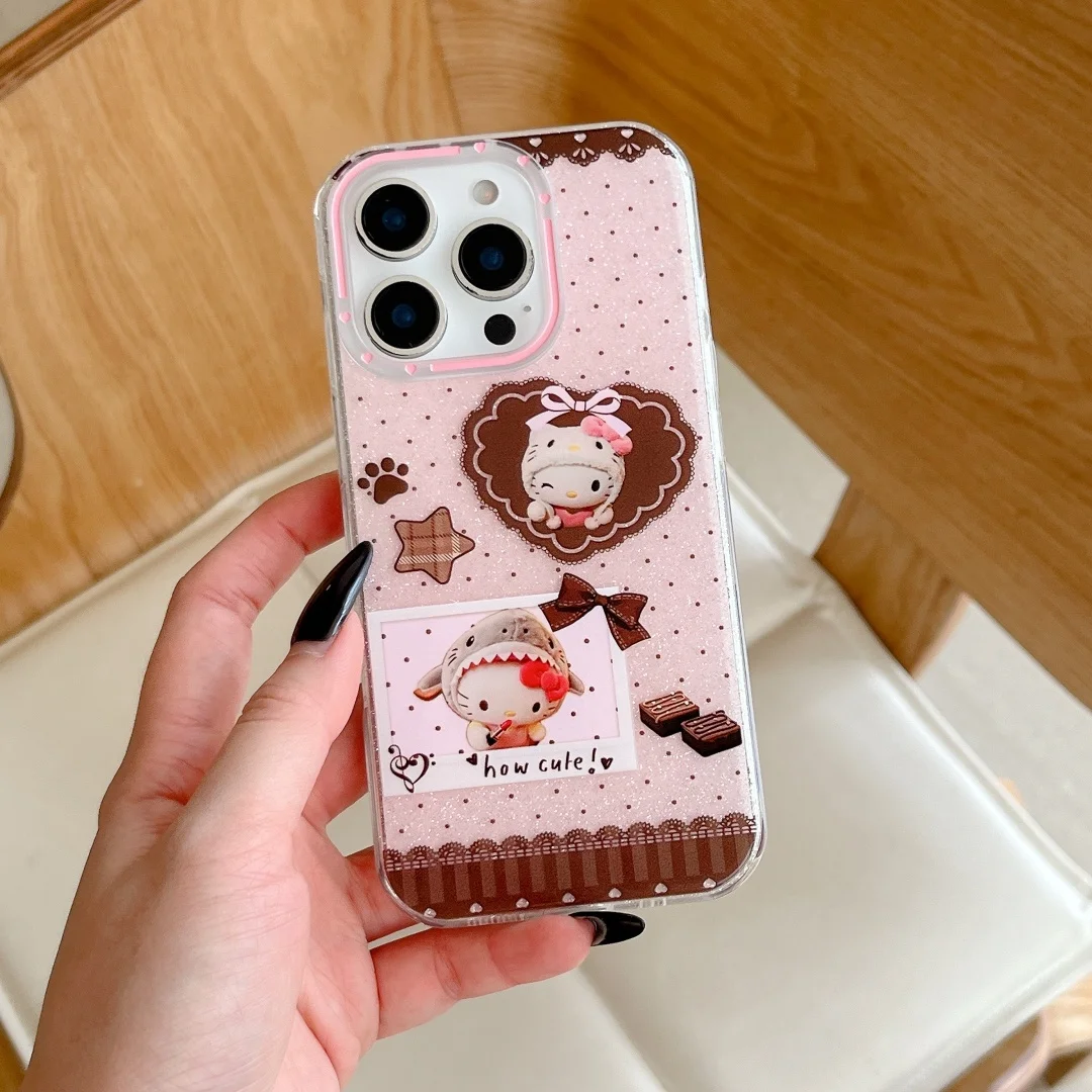 

Cute Lovely Polka Point Brown Chocolate Phone Case For iPhone 16 15 14 13 12 Pro XS Max Plus MINI Y2K Lovely Glitter Cover﻿﻿﻿