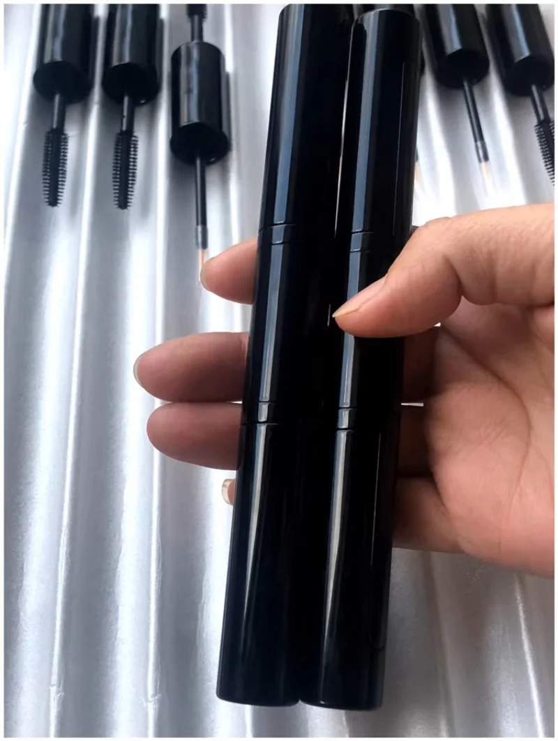 10-100 szt. Puste tubki dwustronne 5ml+5ml, jasnoczarny pojemnik na tusz do rzęs/eyeliner, na płyn do wzrostu rzęs, narzędzie do makijażu DIY