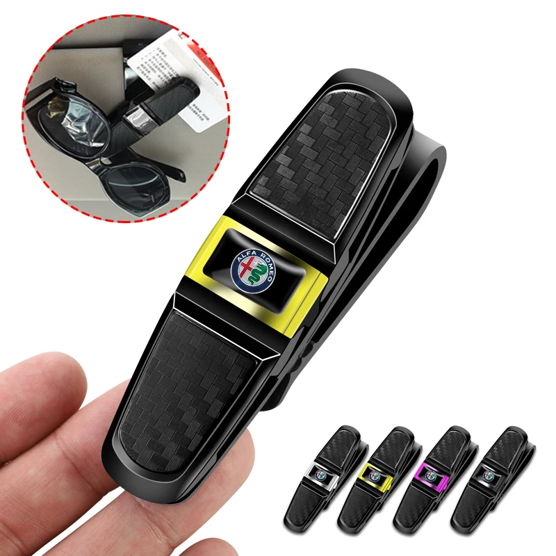 Car Interior Sunshade Card Ticket Storage Glasses Clip Accessories Tool For Alfa Romeo 4C 159 Spider Giulia Giulietta 156 Tonale