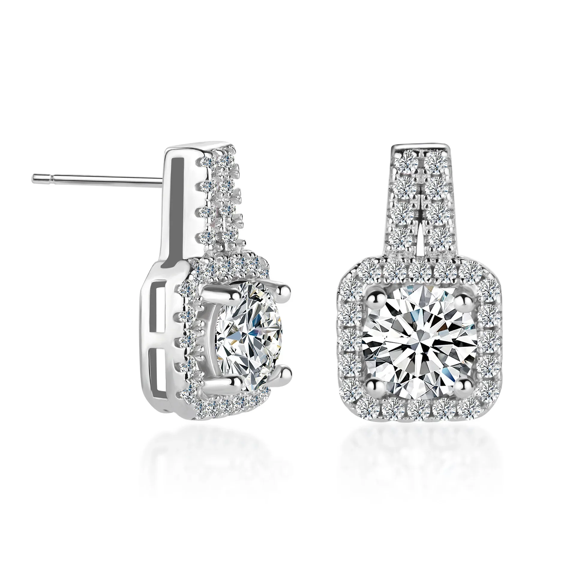 

Серьги-гвоздики с муассанитом 1 карат D цвета для женщин, высокое качество, стерлинговое серебро 925 пробы, сверкающие бриллианты, обручальные свадебные украшения