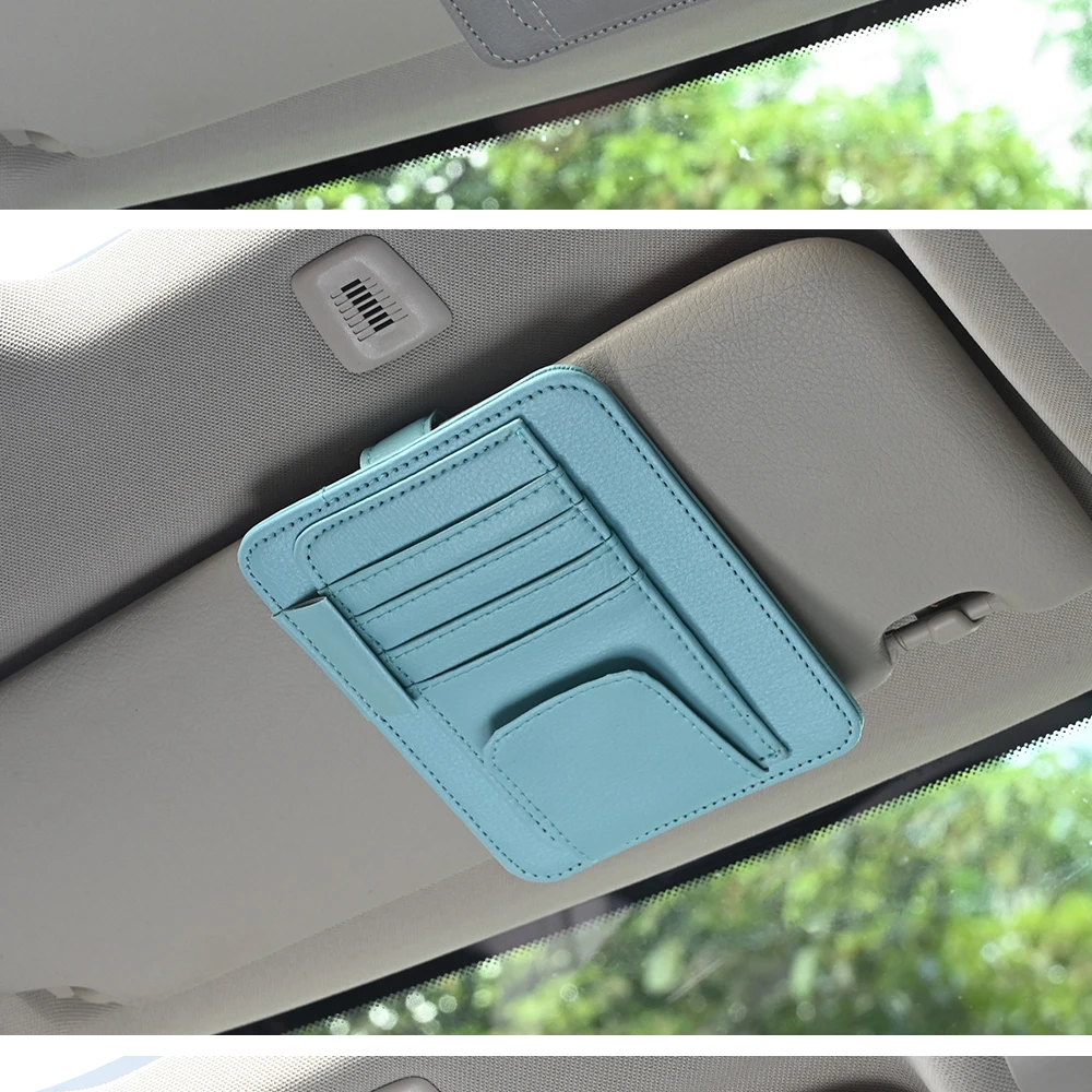 JFBONIN Auto-Sonnenblenden-Organizer mit Mehrfach-Taschen, Visitenkarten-Aufbewahrung, Sonnenbrillenhalter, Sonnenblenden-Zubehör für den Autoinnenraum – Detail 11