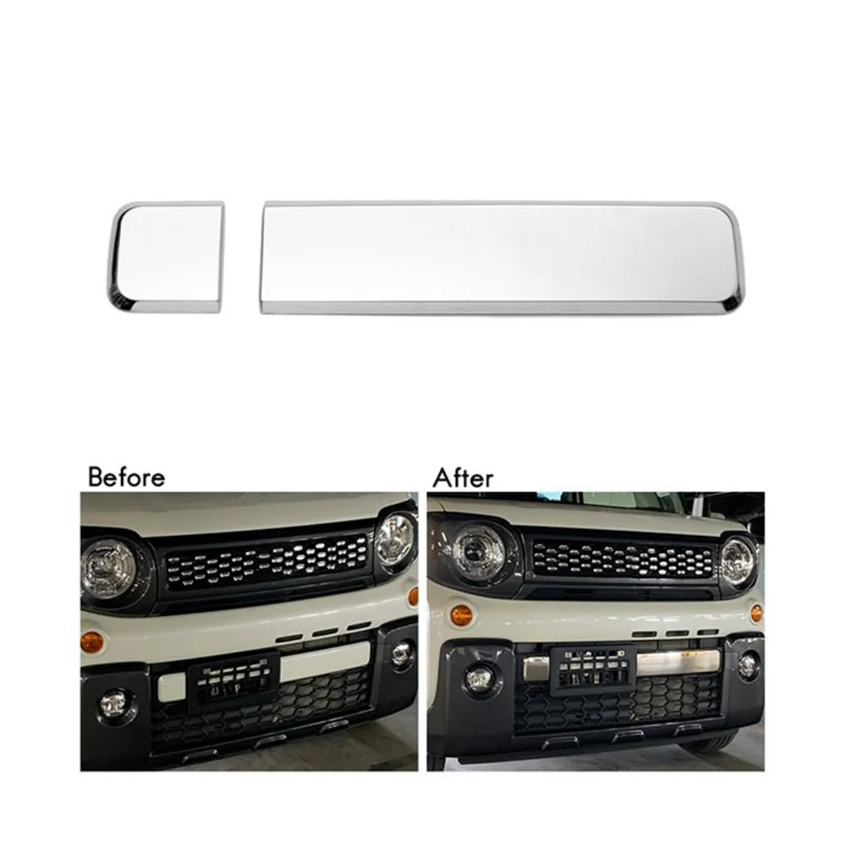 Car Chrome Front Bumper Center Lower Grille Grill Strips License Plate Frame Garnish Cover for SPACIA GEAR MK53S