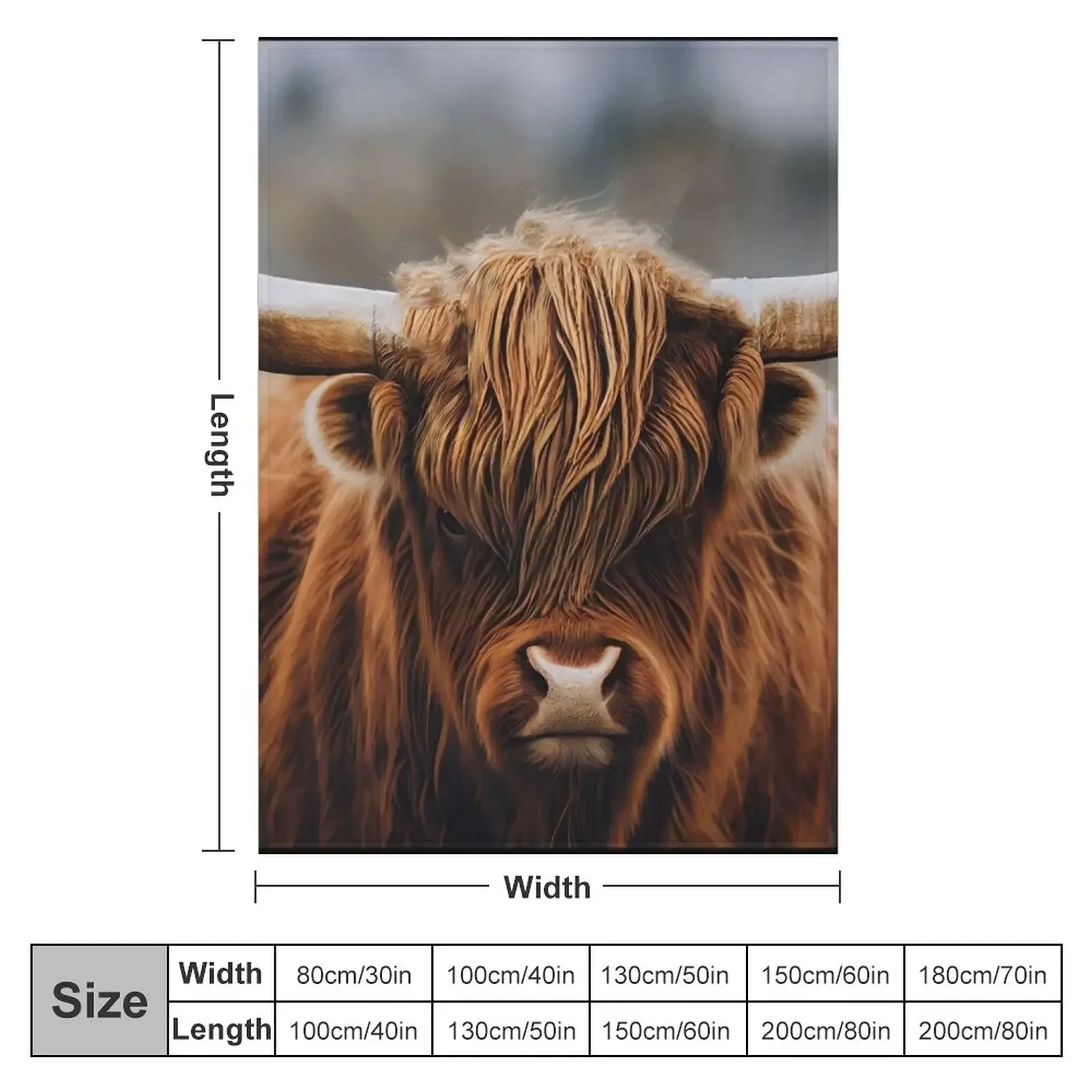 The Great One, Highland Cow in Colour Throw Blanket Polar Beach Blankets