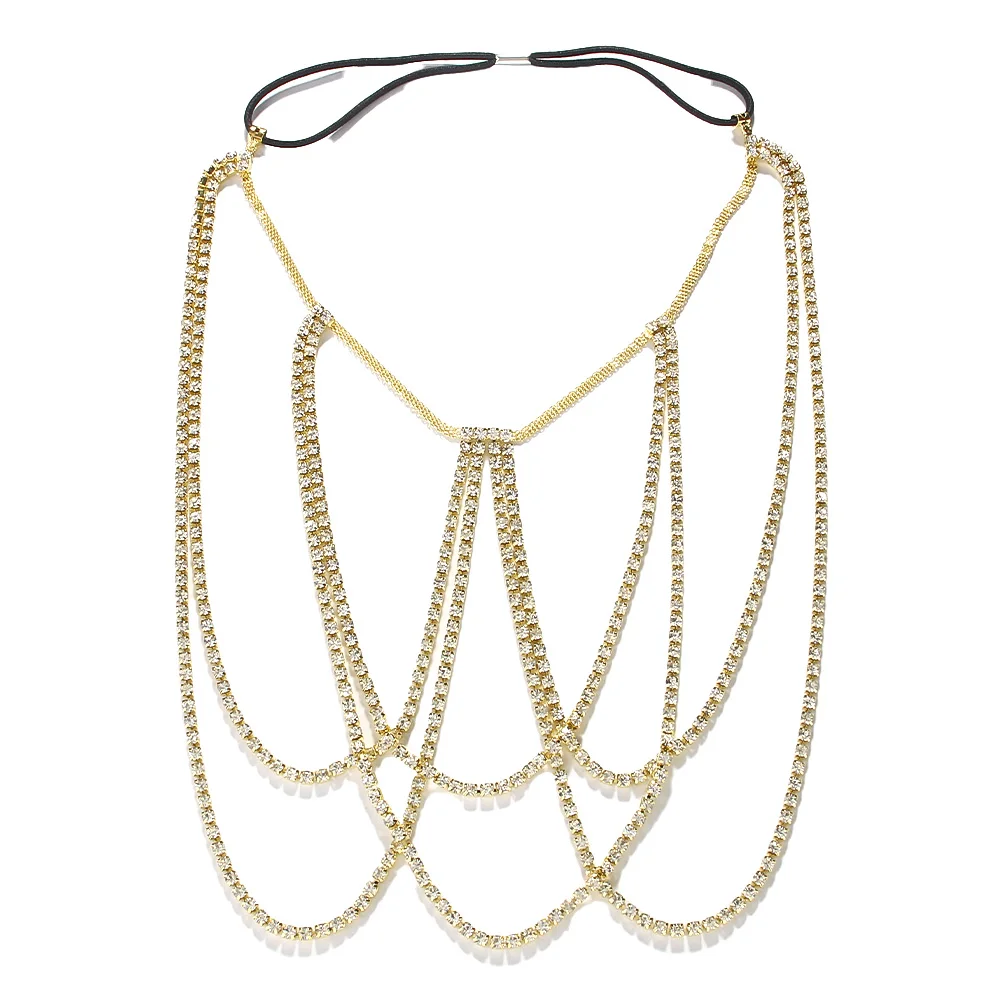 Fashion Rhinestone MultiLayered Thigh Chain Leg Accessories Rave Outfit Crystal Body Chain Bikini Jewelry Belt Elasticity Gifts