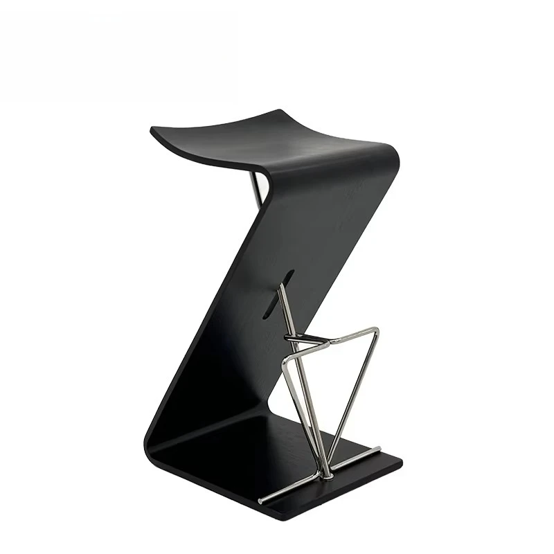 

Contemporary Office Home Bar Chair Modern Innovation Z-Shaped Stainless Steel Curved Plate