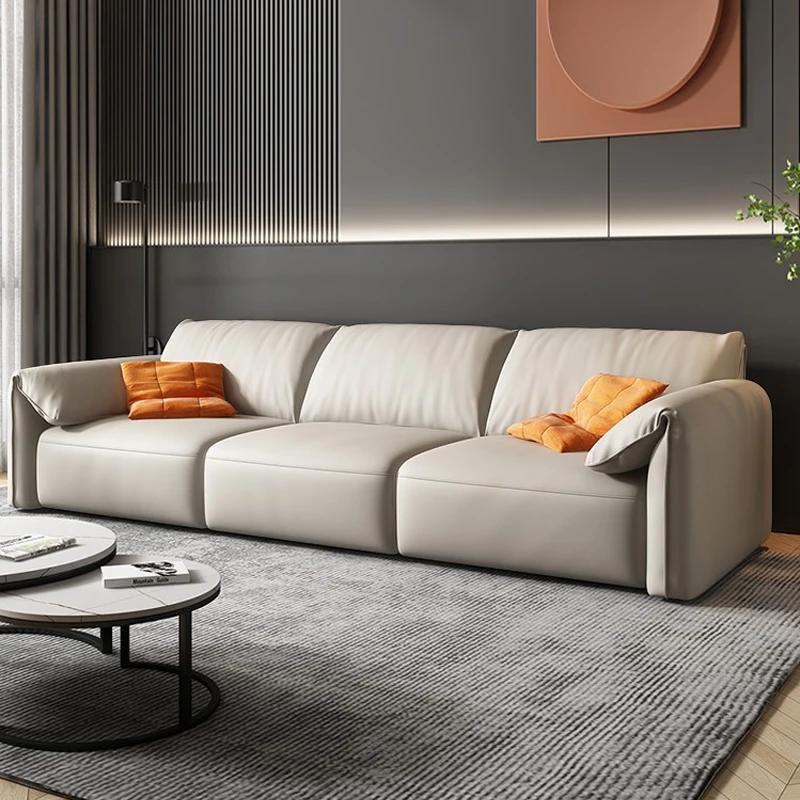 Power Motion Electric Automatic Retractable Top Grain Leather Sofa Bed Lshaped Italian Elephant Ear Sectional Recliner Luxury