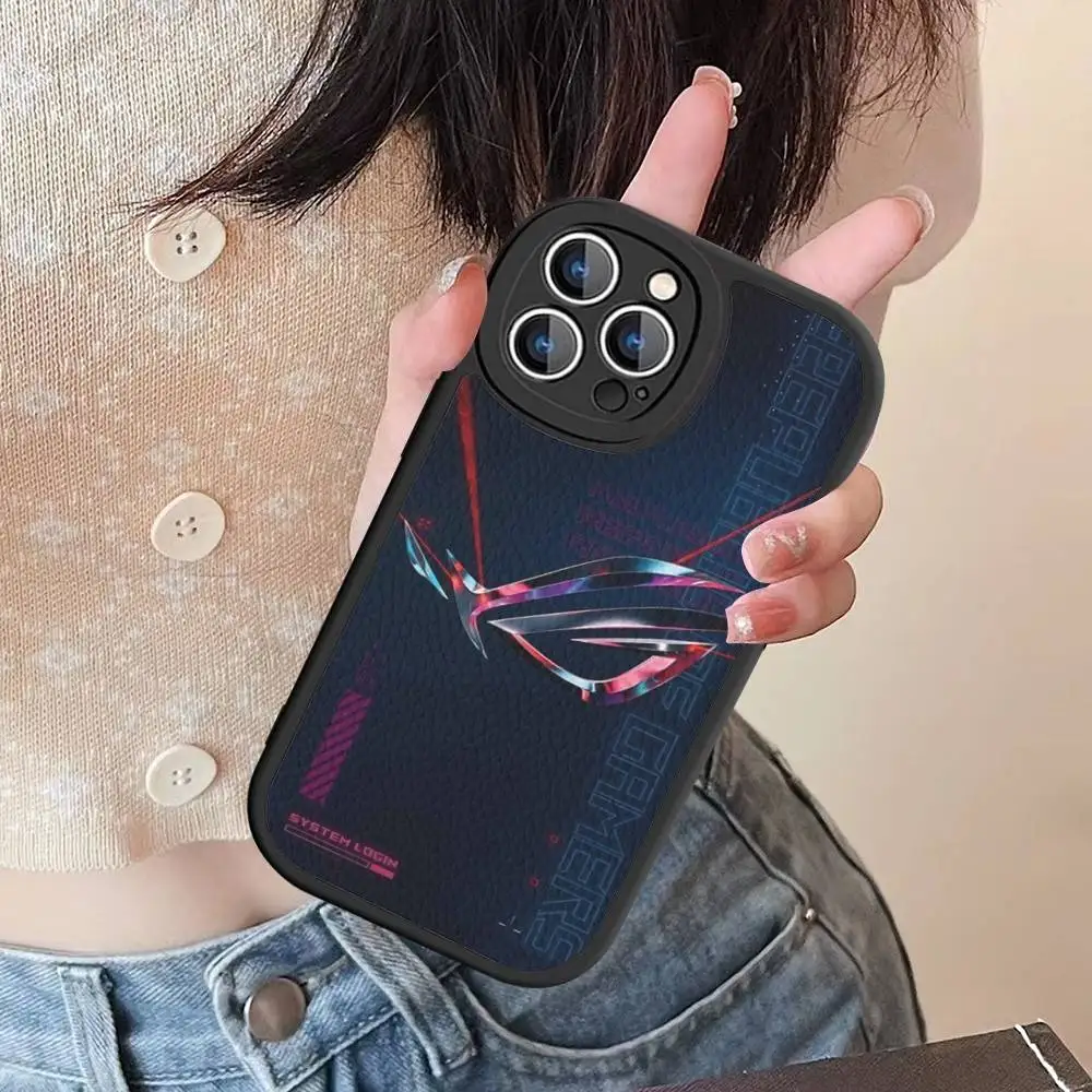 Funda de Cuero con Logotipo A-AsuS-S R-ROG para iPhone 16 15 14 13 12 11 Pro Max Plus