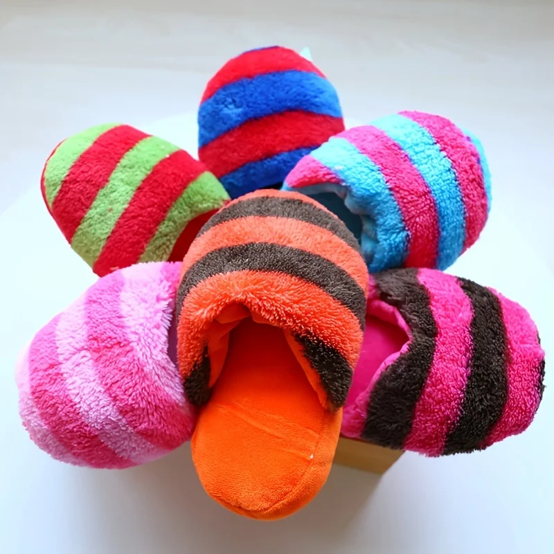 1 PC plush dog squeaky toy slippers - perfect for training, biting, teeth cleaning, and chewing games pet dog accessories