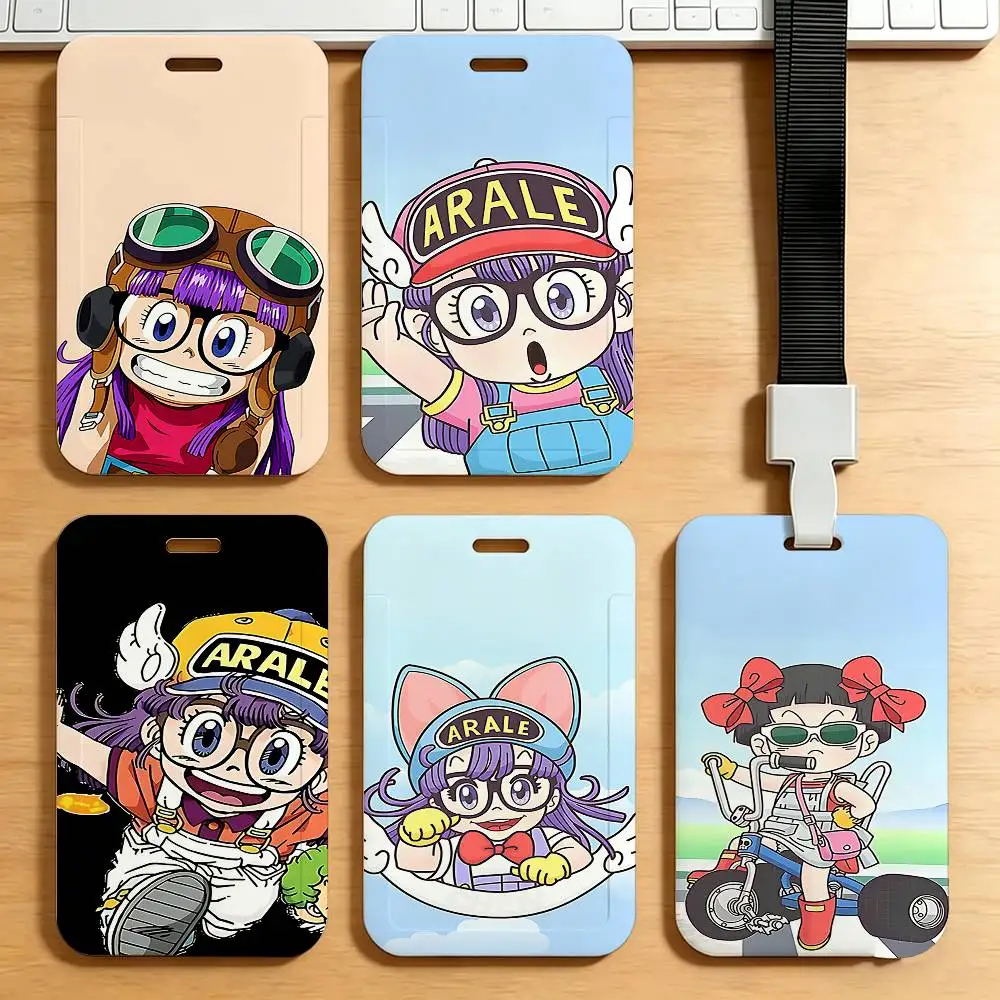 Cordón para el cuello estilo dibujos animados Dr. Slump A-Arale, soporte para tarjetas de identificación, funda para tarjetas de acceso, llavero y clip para credencial de trabajo