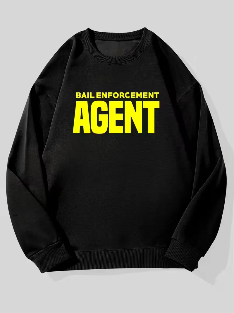 

Men's Round Neck Sweatshirt, Funny Graphic Print, Black Street Round Neck Hoodie for Everyday Casual Wear, Christmas Long Sleeve