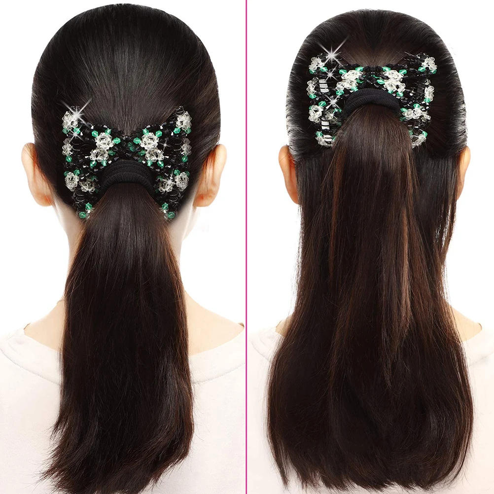 

4pcs Durable Steel Hair Combs Handmade Beaded Double Clips For Thick Thin Hair Flat Design Outdoor Use Bun Accessory