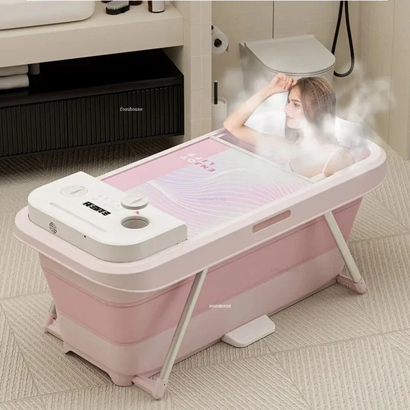 Foldable Spa Bathtub Portable Bathtub Adult Steam Bath Bucket Plastic Feet Large Bucket Automatic Heating Bath Bucket Whole Body