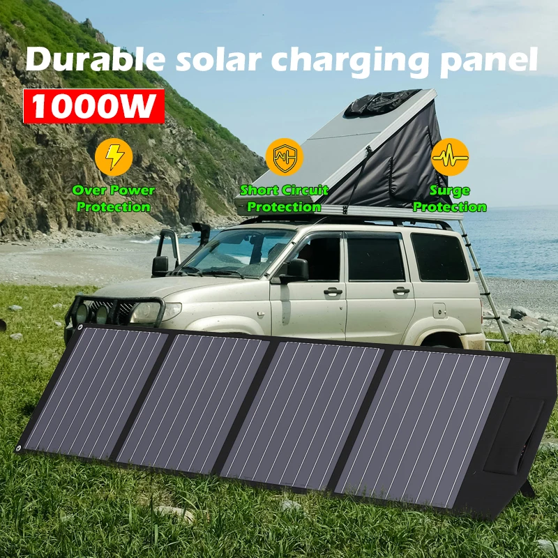 

1000W Solar Panel Portable Solar Folding Bag Dual USB+DC Output Charger Device for Outdoor Camping Hiking Emergency Supply