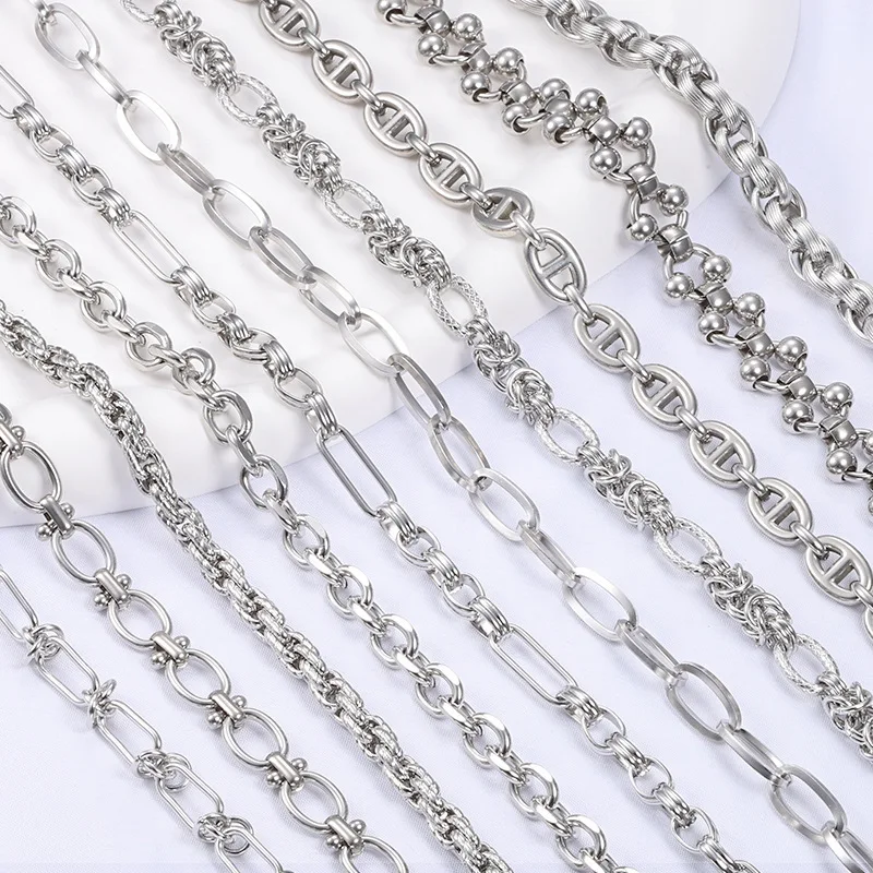 

Multi Style Stainless Steel Jewelry Chains for Needlework DIY Accessories Make Bracelets Necklaces Fashion Craft Materials