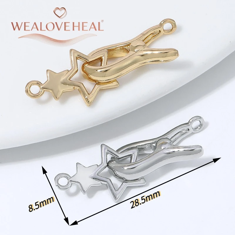 1 Stück 18K vergoldeter Messing-Doppelstern-Druckverschluss, Schnappverschluss für DIY-Perlenkette, Armband, Schmuckherstellung. – Detail 16