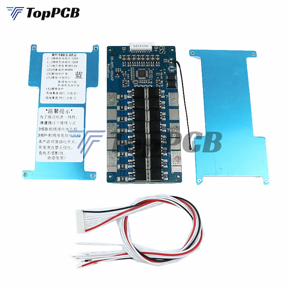 BMS 8S 24V 80A LiFePo4 Battery Charge Protection Board Balancer Equalizer with NTC Temperature Protection for Ebike Escooter